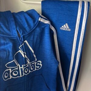 Toddler Adidas Blue Tracksuit Set with Classic Triple Stripes